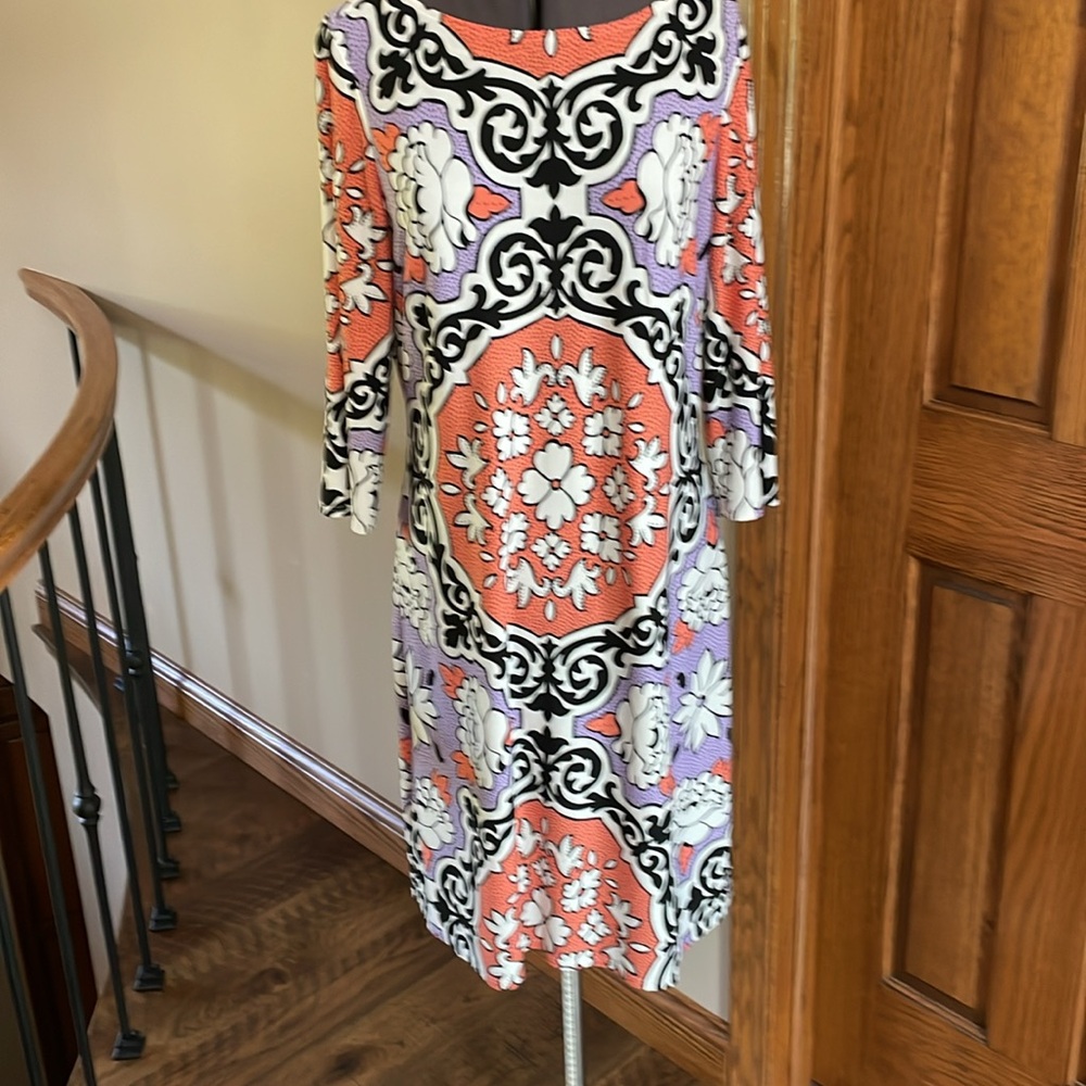 London Times geometric 3/4 length sleeve dress size 10